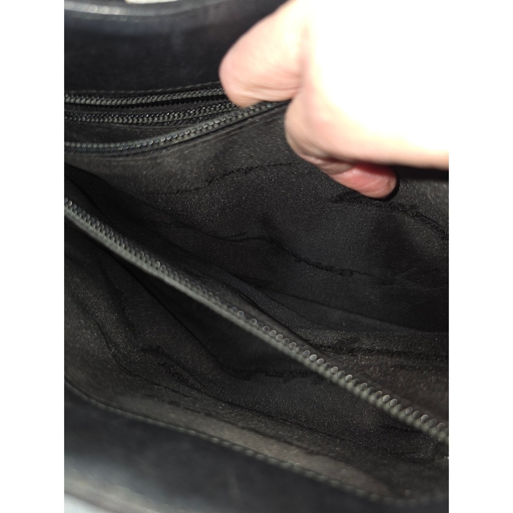 Salvatore Ferragamo‎ Black Canvas Leather Hobo Bag Gancini Hardware Shoulder Bag - Picture 11 of 12